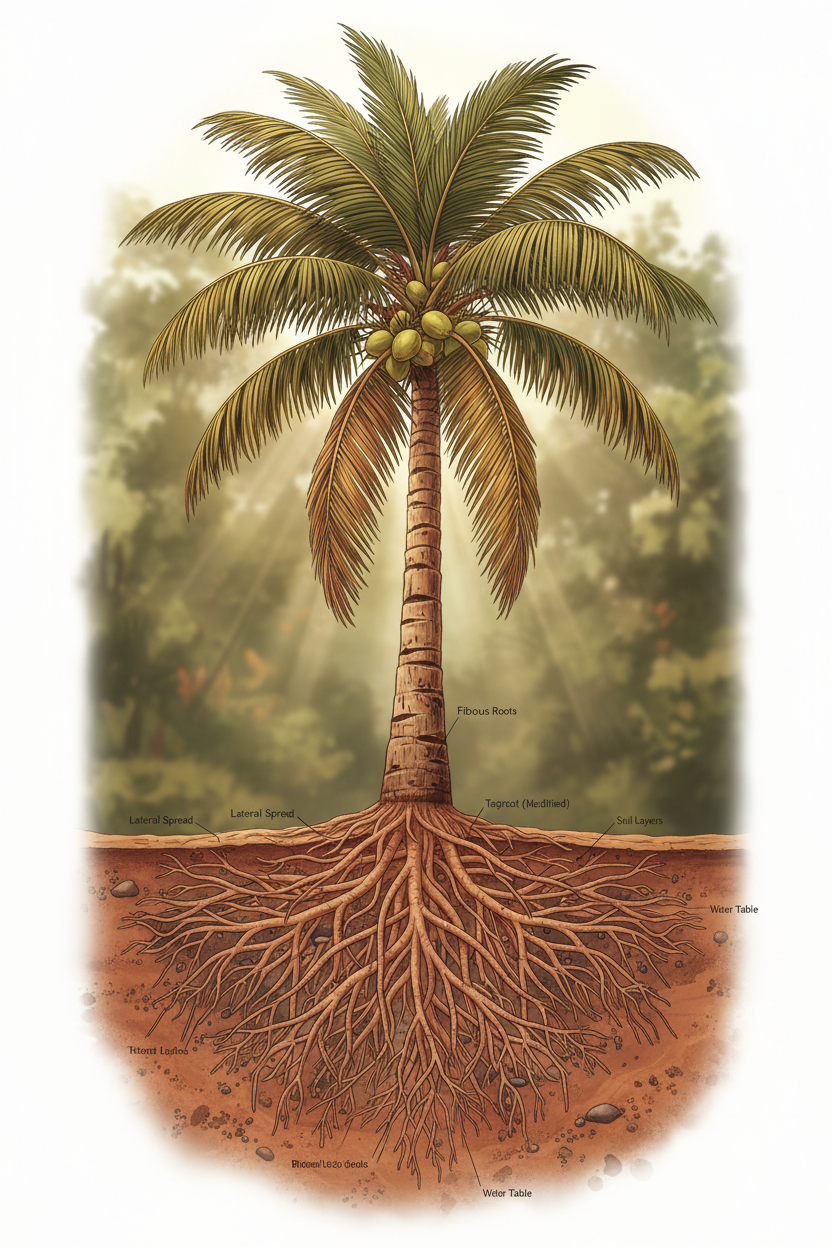 The Anatomy of the Coconut Tree Root: The Foundation of the "Tree of Life"