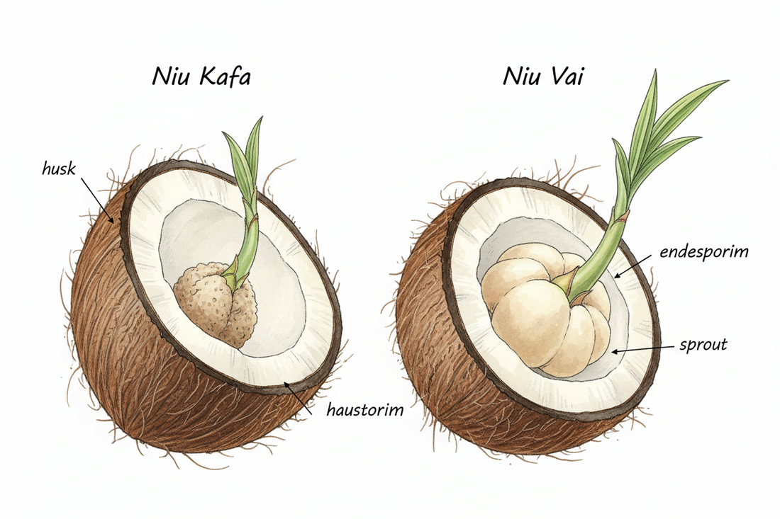 The Biological Difference Between "Niu Kafa" and "Niu Vai" Sprouting: What Changes Inside the Coconut